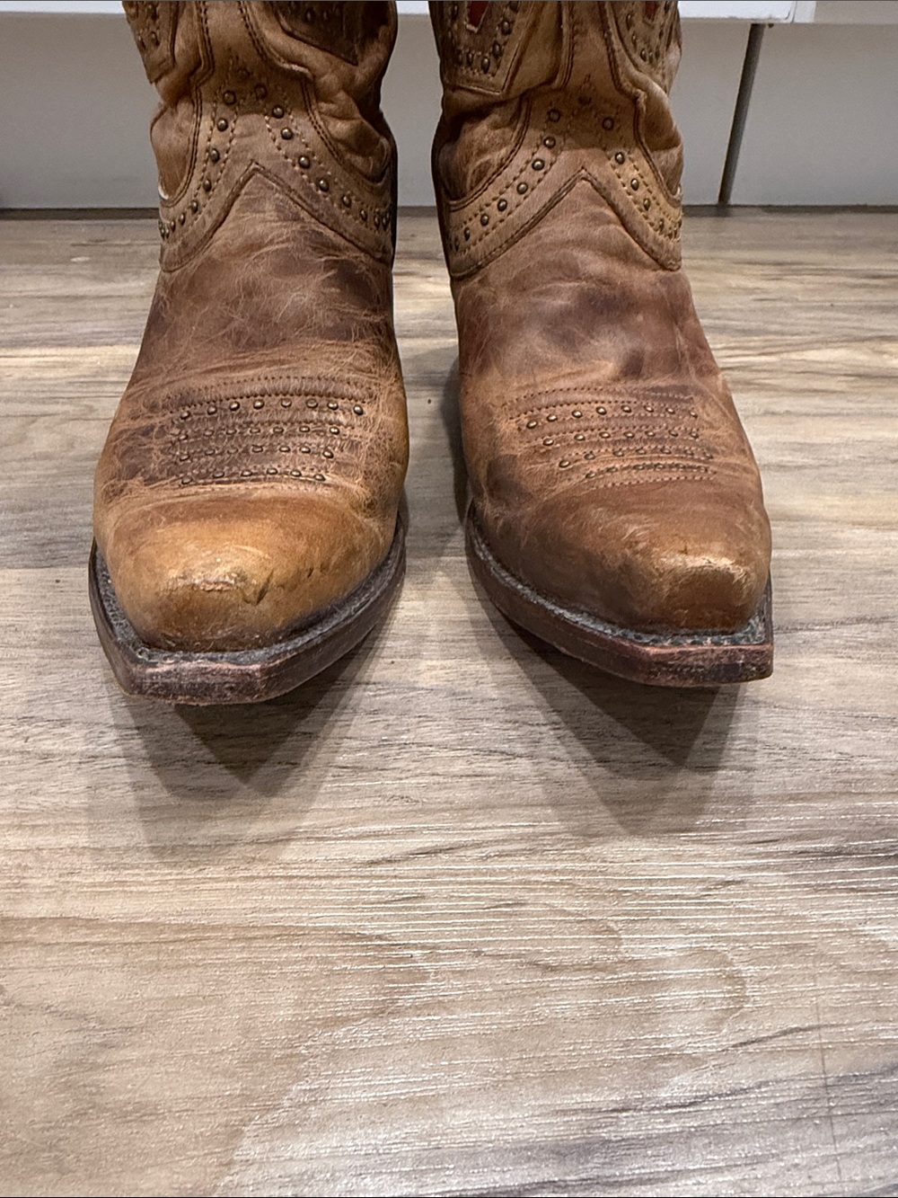 Lucchese Women's Brown Leather Cowboy Boots with Red Shaft - Picture 2 of 14